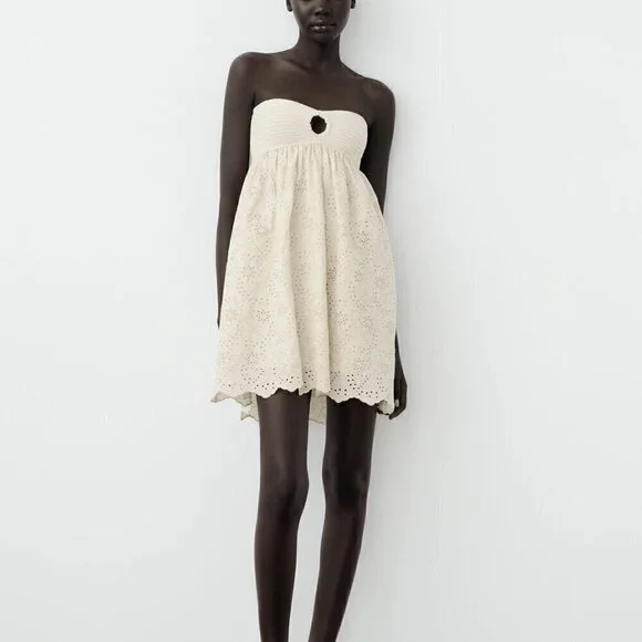 ZARA COMBINATION EMBROIDERED KNIT DRESS - Picture 2 of 8